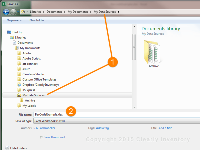 Choose your barcode file from the list