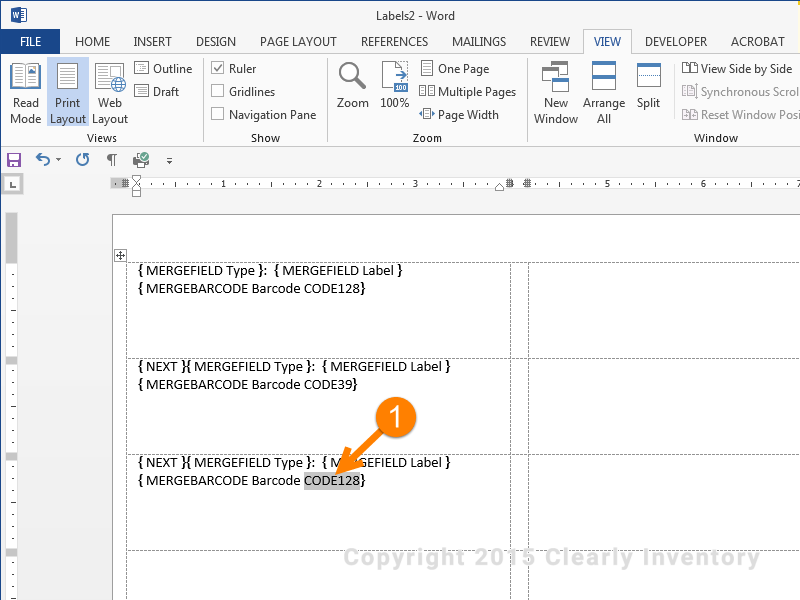 how to display gridlines in word for labels