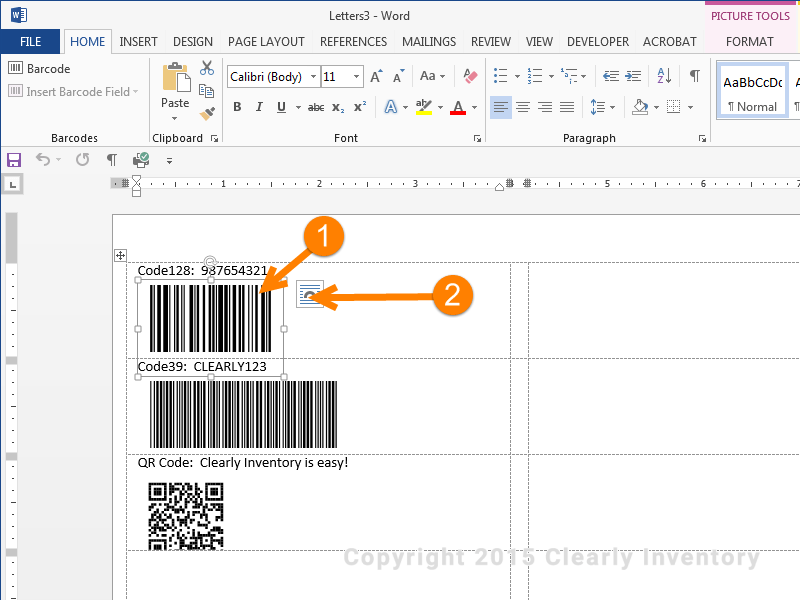 Select barcode print format